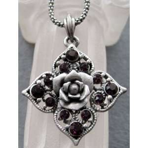  Acrylic Diamond Alloy Metal Flower Pendant Necklace 