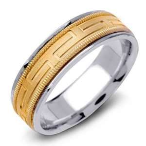   14K Gold Two Tone Milgrain Spinning Center Wedding Band Ring: Jewelry
