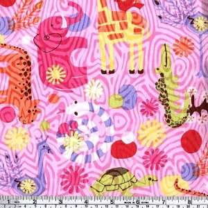  45 Wide Zipa Dee Zoo Animals Pink Fabric By The Yard 