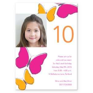    Pink Butterfly Birthday Birthday Invitation