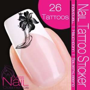  Nail Tattoo Sticker Blossom / Flower   black: Beauty
