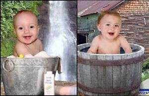 Fantasy photography templates backgrounds baby in tub  