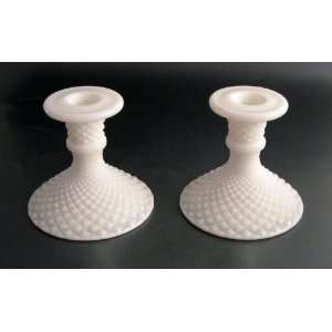   English Hobnail Milk Glass Candle Holders:  Home & Kitchen