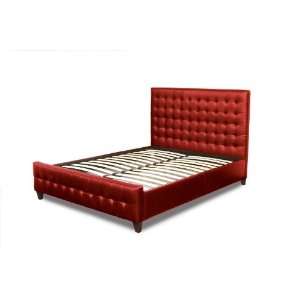 Diamond Sofa Zen California King Size Bonded Leather Tufted Bed Red 