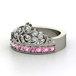  Tiara Ring, 14K White Gold Ring with Pink Tourmaline & Diamond