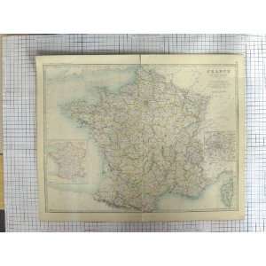    JOHNSTON ANTIQUE MAP c1870 FRANCE CORSICA PARIS: Home & Kitchen