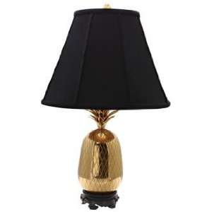  Large Brass and Black Pineapple Table Lamp