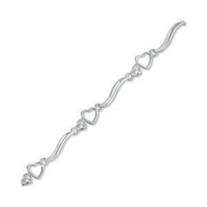   Accent Heart Bracelet in Sterling Silver   7.25 SS/DIAMOND BRACELETS