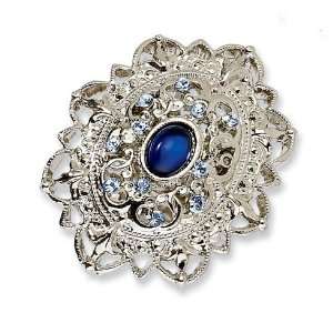   Dark Blue and Light Blue Crystals Stretch Ring/Mixed Metal: Jewelry