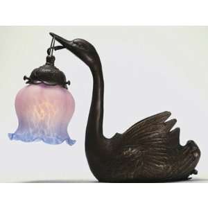  9.5 H Swan Pink And Blue Accent Lamp