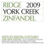 Ridge York Creek Zinfandel 2009 