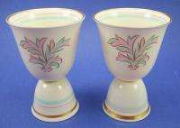 Set of 2 Pink Mint Green Leaves Double Egg Cups  