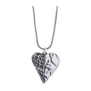  Hand Stamped Sterling Silver Heart Pendant: Italy: Jewelry