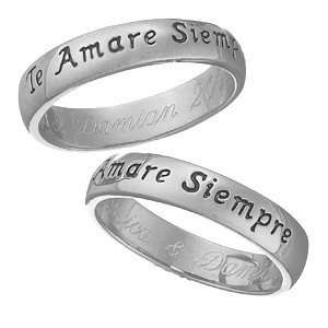  Sterling Silver Te Amare Siempre Engraved Sentiment Ring 