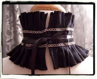 Gothic Victorian Black + Pink Lace Neck Posture Ruff  