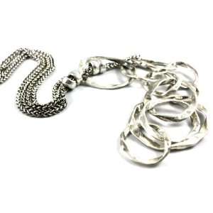 City Gypsies X Long Large Links Metal Long Necklace Antique Silver 