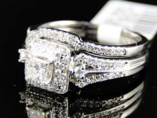   PRINCESS DIAMOND SOLITAIRE WEDDING ENGAGEMENT DUO RING SET 1/2 CT