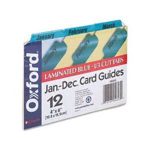 Oxford  Laminated Index Card Guides, Monthly, 1/3 Tab, Manila, 4 x 6 