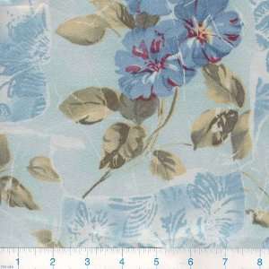  56 Wide Floral Satin Camilla Sky Fabric By The Yard 
