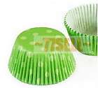 100 White Polka dot Green Cupcake liners baking cup Expanded 11.5CM
