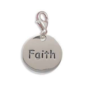   Charm Pendant Faith on Polished Disc with Lobster Claw Clasp Jewelry