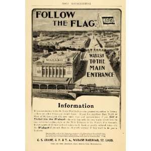  1904 Ad Wabash Railroad Crane St. Louis World Fair Flag 