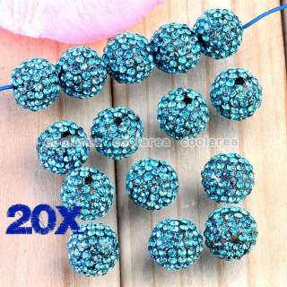 10/20pc 12mm Crystal Rhinestone Disco Ball Resin Spacer Beads Fit 