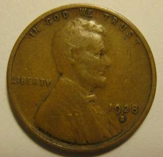 1928 S Lincoln Wheat Cent Penny  