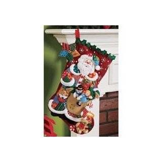 Bucilla 18 Inch Christmas Stocking Felt Applique Kit, Patchwork Santa