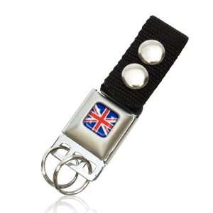 United Kingdom Union Jack Seatbelt Buckle Key Chain, Official Licensed