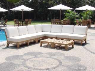 Delmar Grade A Teak Wood 7pc Sectional Sofa Lounge Set Outdoor Garden 