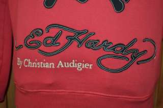 Ed Hardy Christian Audigier LOVE KILLS SLOWLY RED SWEATER JACKET MENS 
