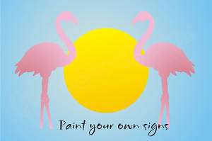 Stencil Pink Flamingo Tropical Beach Cafe Hawaii Signs  