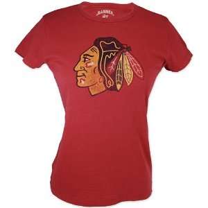  Chicago Blackhawks Ladies Red Scrum T Shirt Sports 