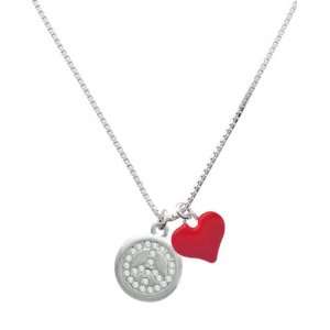   Swarovski Crystal Peace Sign and Red Heart Charm Necklace: Jewelry