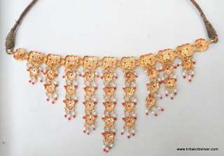 VINTAGE ANTIQUE SOLID 22 CT GOLD NECKLACE CHOKER INDIA  
