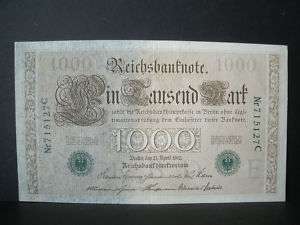 1910 1000 Green Seal Reichsbanknote ID# 907  