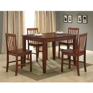 Home Loft Concept Abigail 5 Piece Solid Wood Dining Set in Brown 