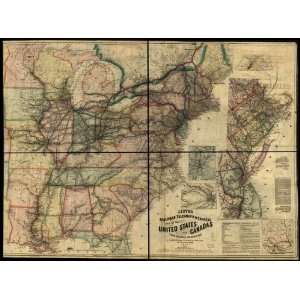  1867 railroad map eastern United States: Home & Kitchen