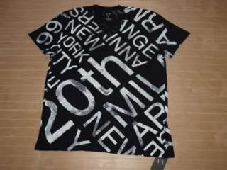 Armani Exchange AXX 20th Bold Letter V neck T Shirt Black NWT  