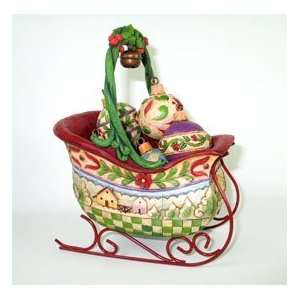 Jim Shore, Christmas Sleigh with 5 Hanging Ornaments 