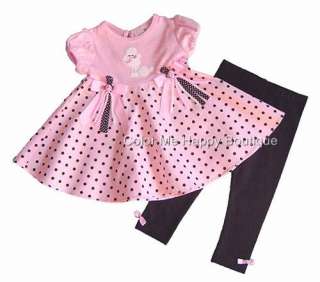 New Girls Pink Black POODLE Leggings Clothes sz 3T NWT  