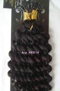 100S22 I tip Remy Hair EXTENSION Curly Brown #2,1g/S  