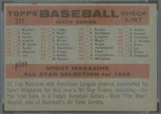 1958 Topps 377 Team Braves Number PSA 4 (7123)  