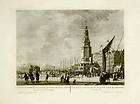 antique print ice scene haring packers tower amsterda m netherlands