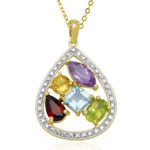  18k Yellow Gold Plated Sterling Silver Multi Gemstone and 