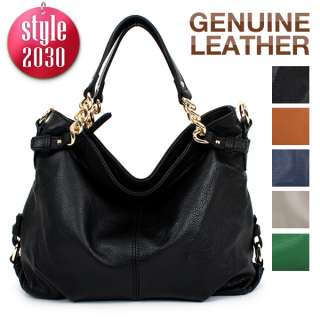 Style2030 New KOREA GENUINE LEATHER Satchel Handbags Tote Shoulder Bag 