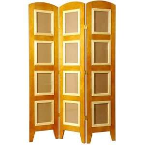   Decorative Photo Display Room Divider in Honey Number of Panels 3