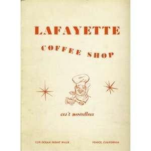 Lafayette Coffee Shop Menu Ocean Front Walk Venice California 1950s