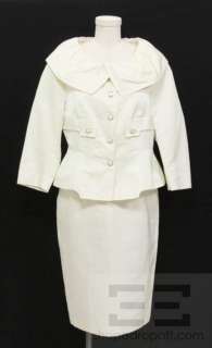 Escada Black Label 2 Piece Cream Linen & Silk Jacket & Skirt Suit Size 